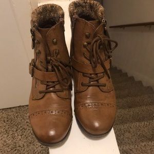 Brown combat boots